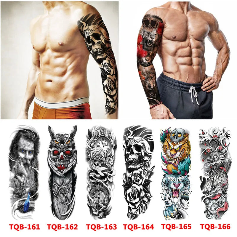 Waterproof Temporary Tattoo Sticker Totem Geometric Full Arm Large Size Sleeve Tatoo Fake tatto flash tattoos for men women