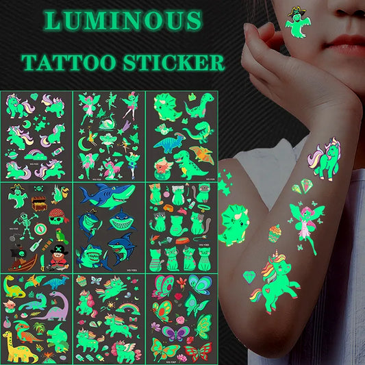 Luminous Tattoo 5 10pcs/Set Temporary Tattoos Mermaid Licorne Children Stickers for Kids Pokemon Tattoo Tattoo for Kids Unicorn