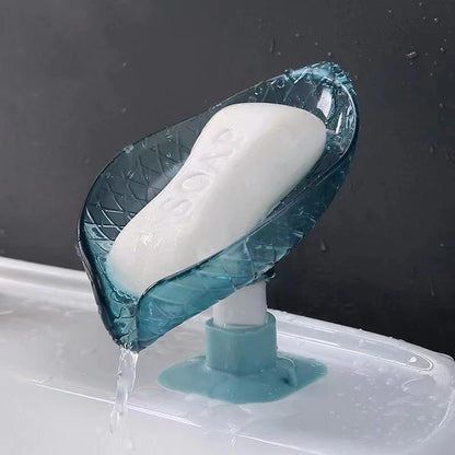 1 PC Transparent Leaf Shape Soap Box Drain Soap Holder Box Bathroom Shower Soap Holder Dish Storage Plate Tray Bathroom Supplies