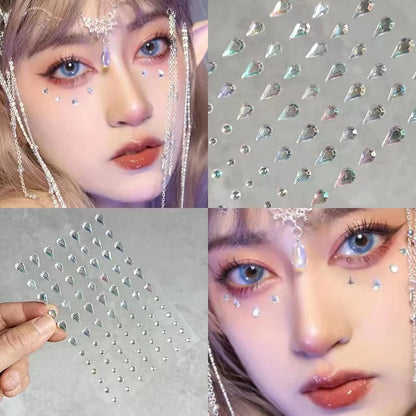 1 Pcs Self Adhesive Colored Diamonds Eyeshadow Stickers Color Crystal Diamond DIY Eyes Face Body  Makeup Decorations Rhinestones